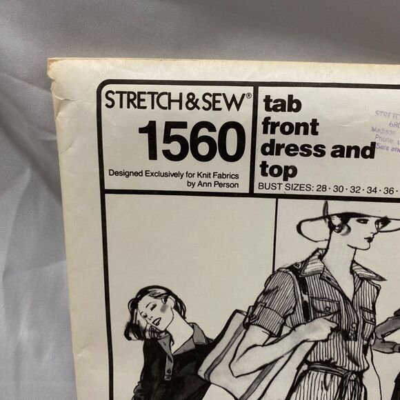 1981 Stretch and Sew Tab Front Dress and Top Design Patterns By Ann Person - Picture 5 of 12